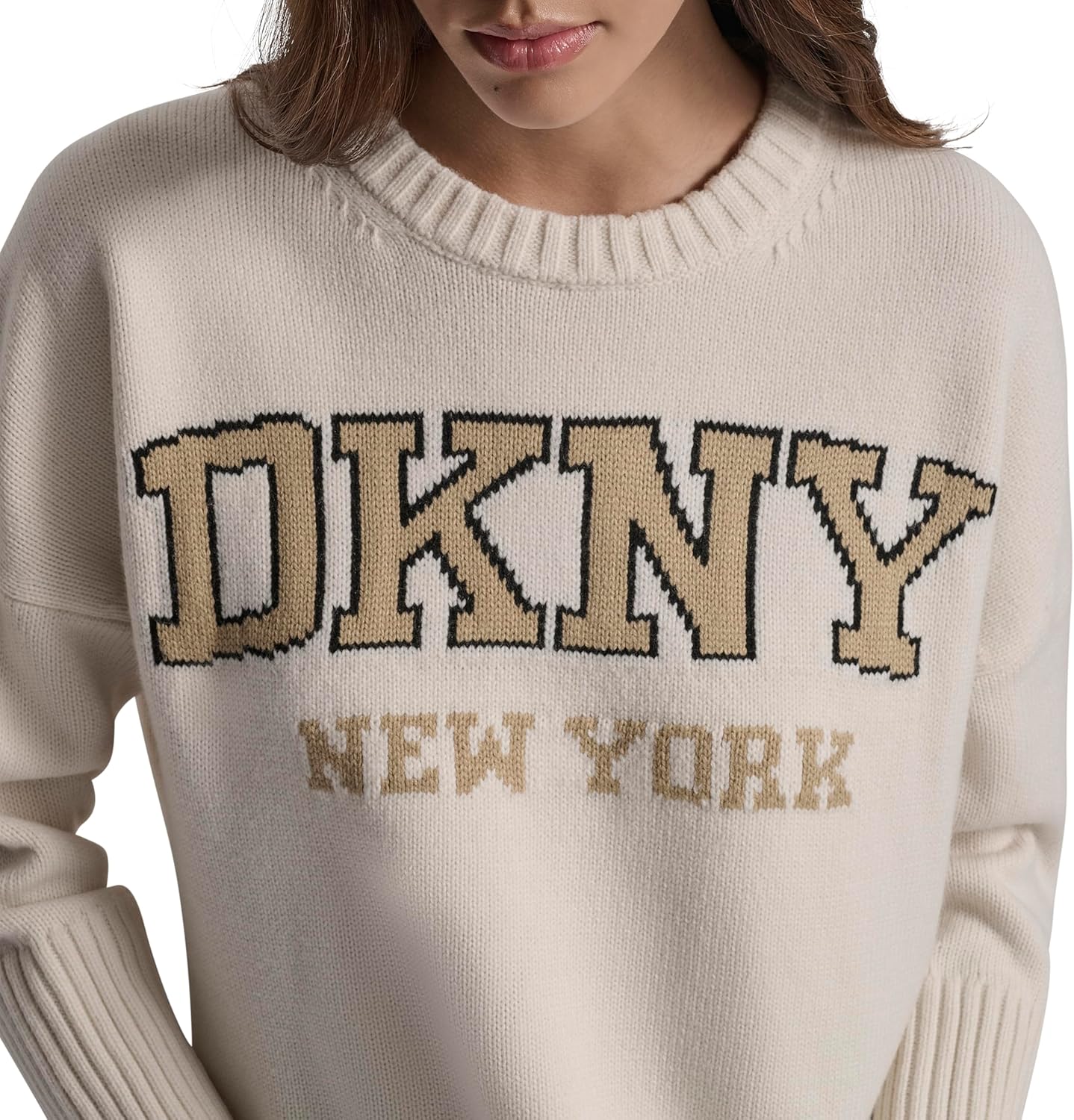 DKNY Womens Athletic Fit Logo Crewneck Sweater - Image 5