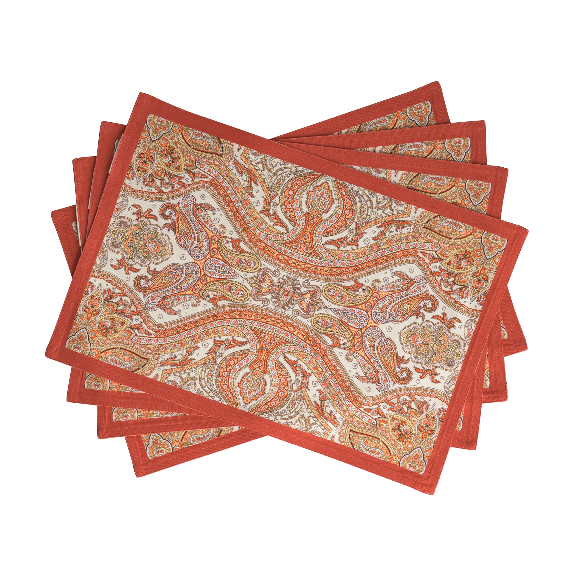 Maison d' Hermine Sets de Table 100% Coton (33 cm x 48 cm, Lot de 4) | Lavable et Réutilisable pour la cuisine la salle à manger les fêtes décorations de Thanksgiving et de Noël - Kashmir Paisley