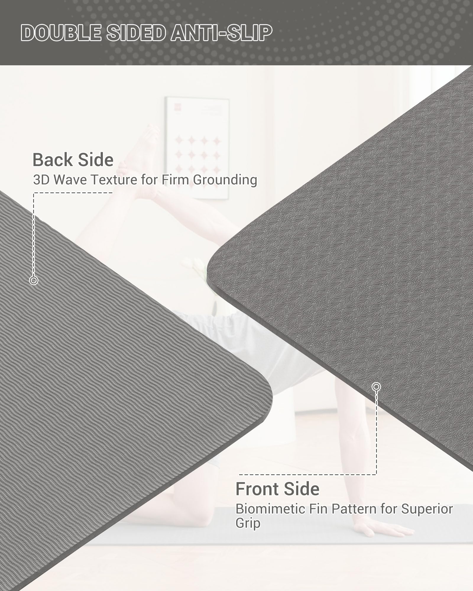 Good Nite Tappetino da ginnastica, yoga, fitness, antiscivolo, per allenamento, sport, turn, pilates, con tracolla, 183 x 61 x 0,6 cm