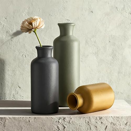 Miniatura 3 de Juego de 3 jarrones de cerámica para hierba de las pampas, decoración moderna boho del hogar, jarrones mate hechos a mano multicolor para estilo
