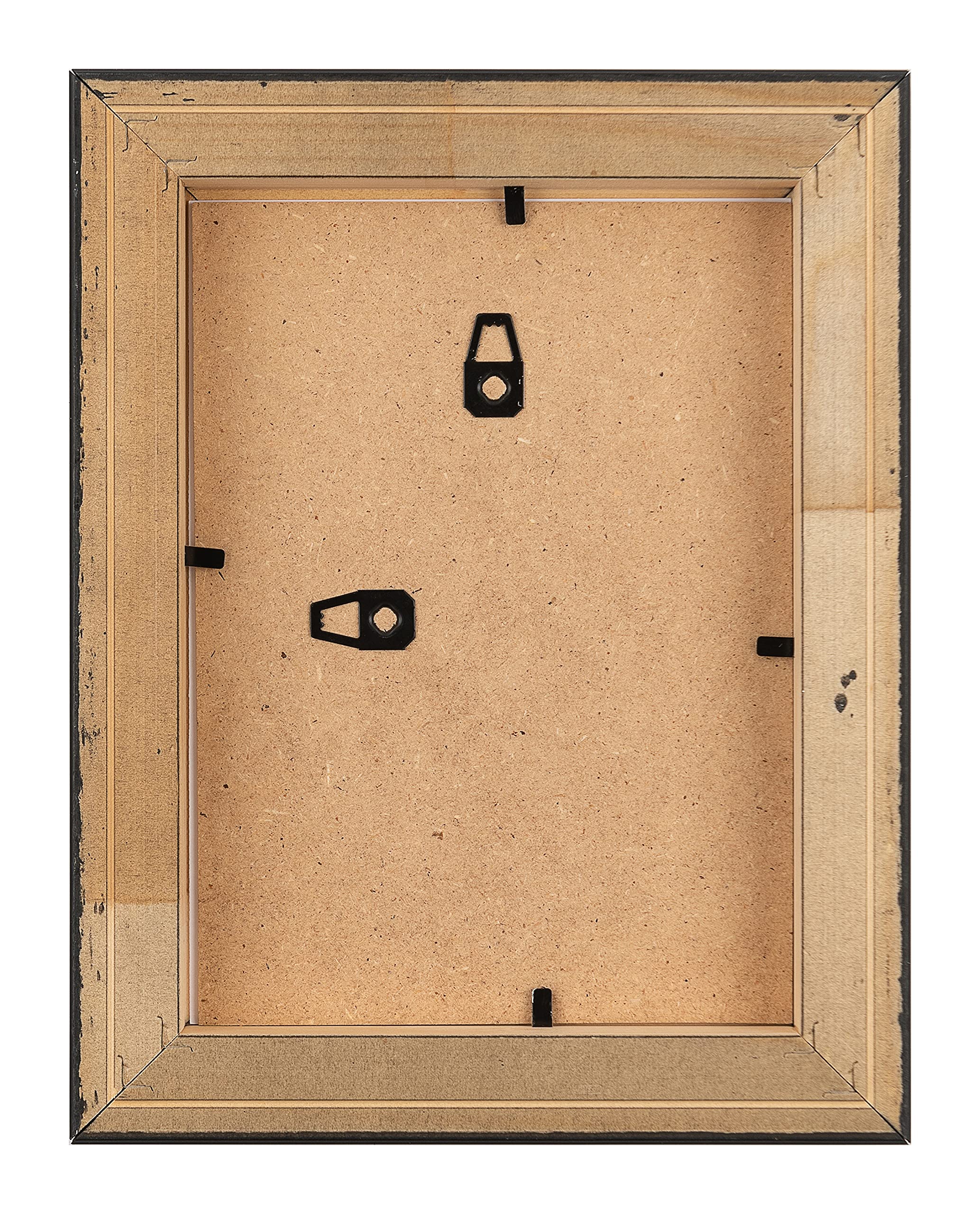 Wallazz Cornice Portafoto in Legno Pregiato - Made in Italy - Vetro Sintetico Infrangibile Crilex - Disponibile in Diverse Varianti - Design Italiano e Qualità Artigianale, 24x30cm Nero filo Oro