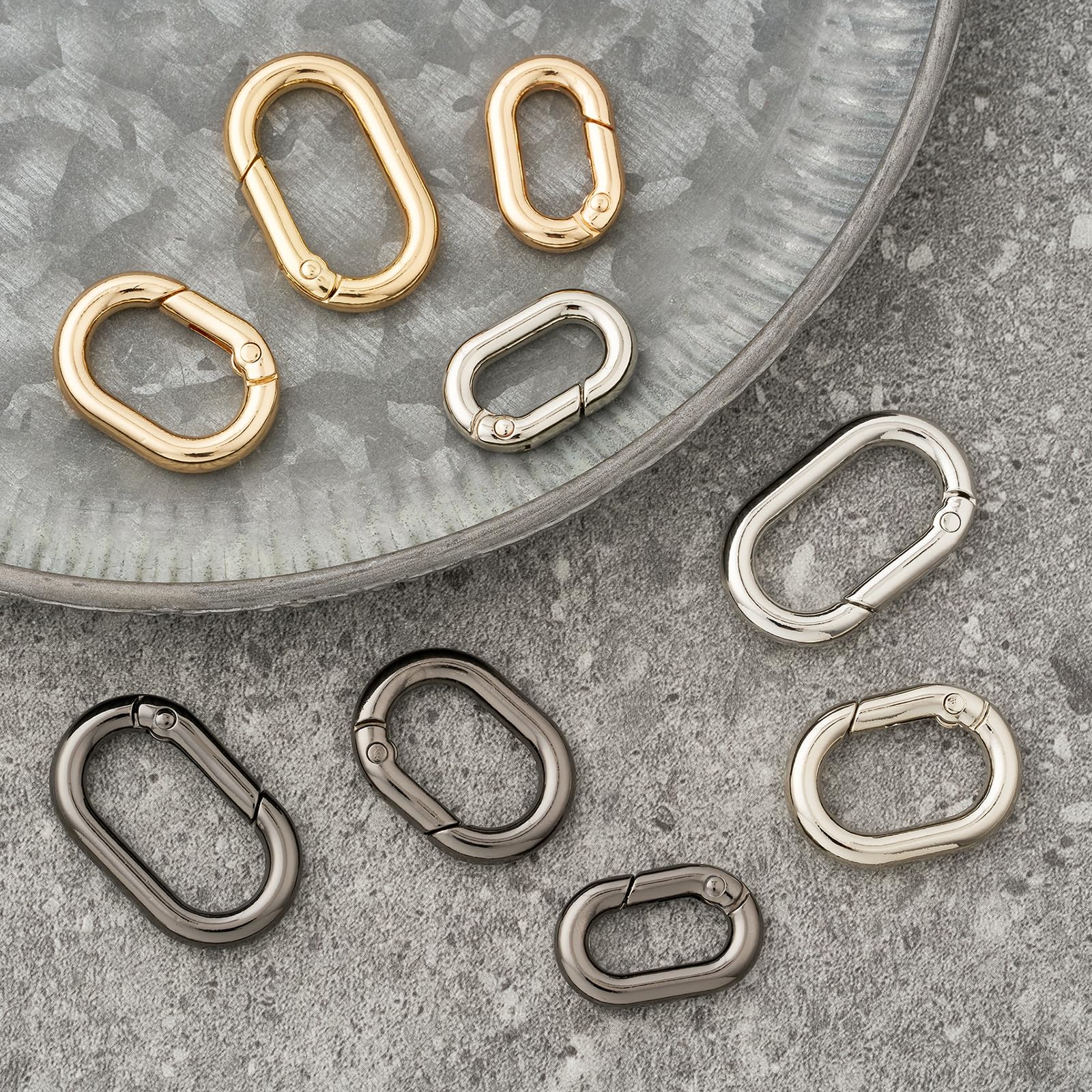 QIUTIMIY Lot de 12 Petits mousquetons à Ressort en métal Ovale pour Porte-Monnaie, Porte-clés, Escalade, randonnée, Portefeuille