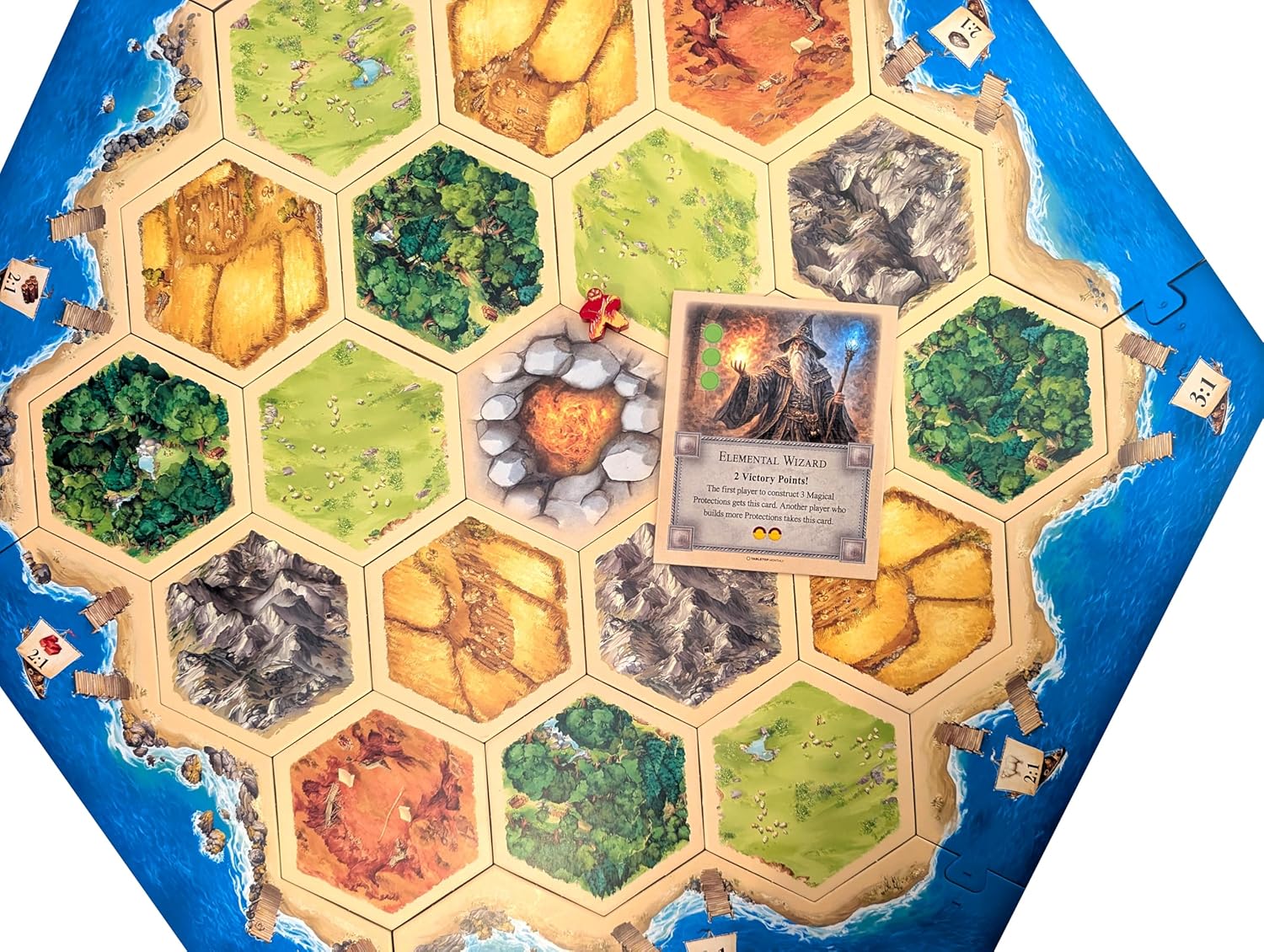 Elemental Golem Scenario Compatible with Catan's Settlers of Catan and Seafarers Expansion (5-6 Players, Fire Elemental)