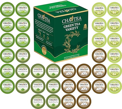 Cha4TEA Té verde surtido de 36 unidades para cafeteras Keurig K-Cup té verde Matcha té verde té verde jazmín té verde Oolong