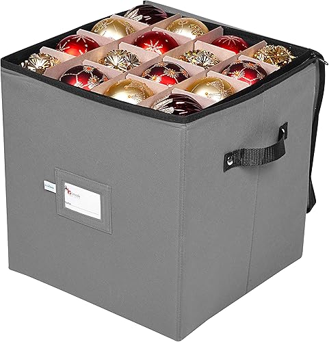 Miniatura 8 de Primode - Caja de almacenamiento para adornos navideños, 4 capas, se adapta a 64 bolas de ornamentos, fabricada con material Oxford 600D duradero