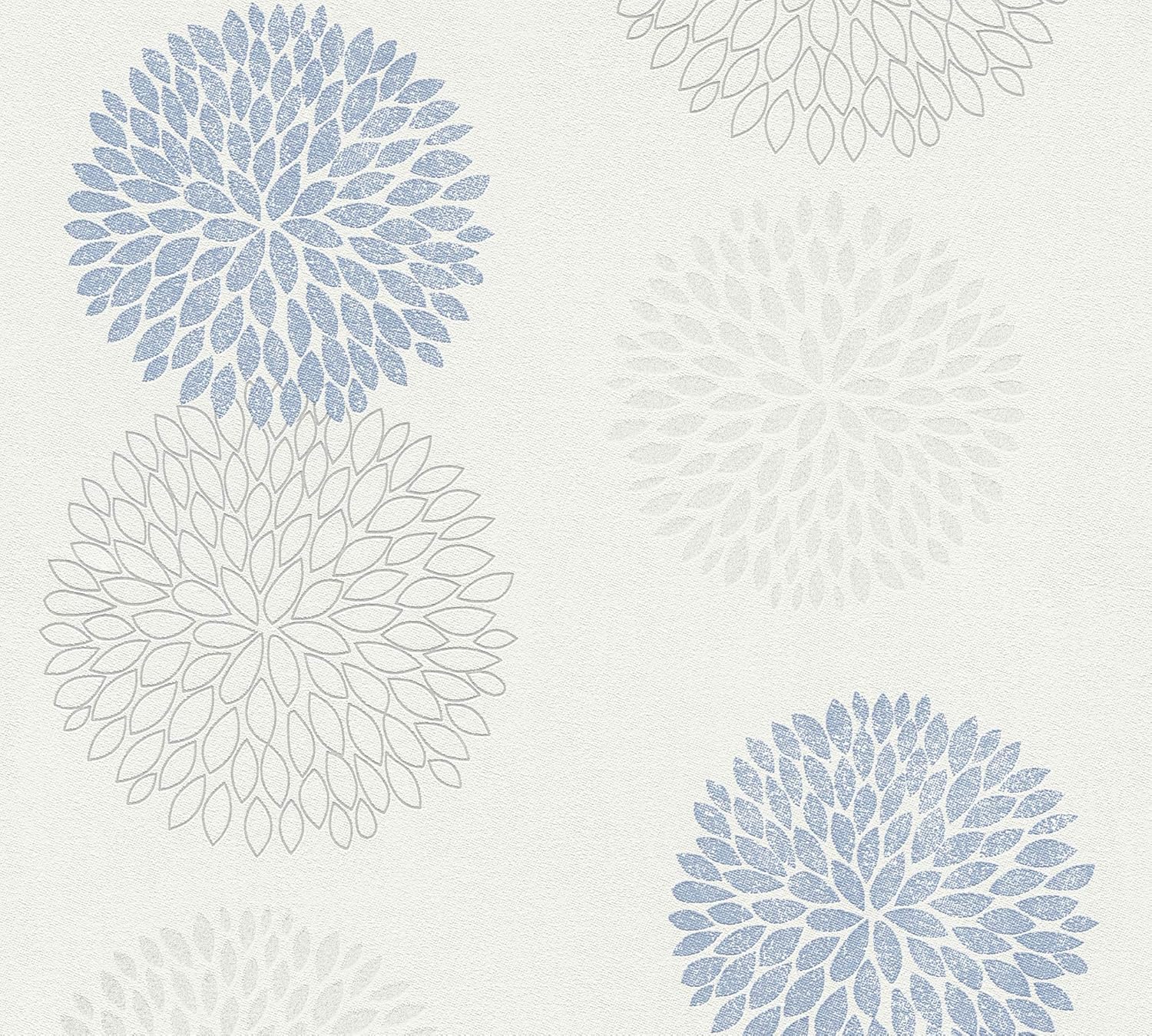 A.S. Creation 37264-2 non woven wallpaper Blooming, Metallic, Blau, Grau