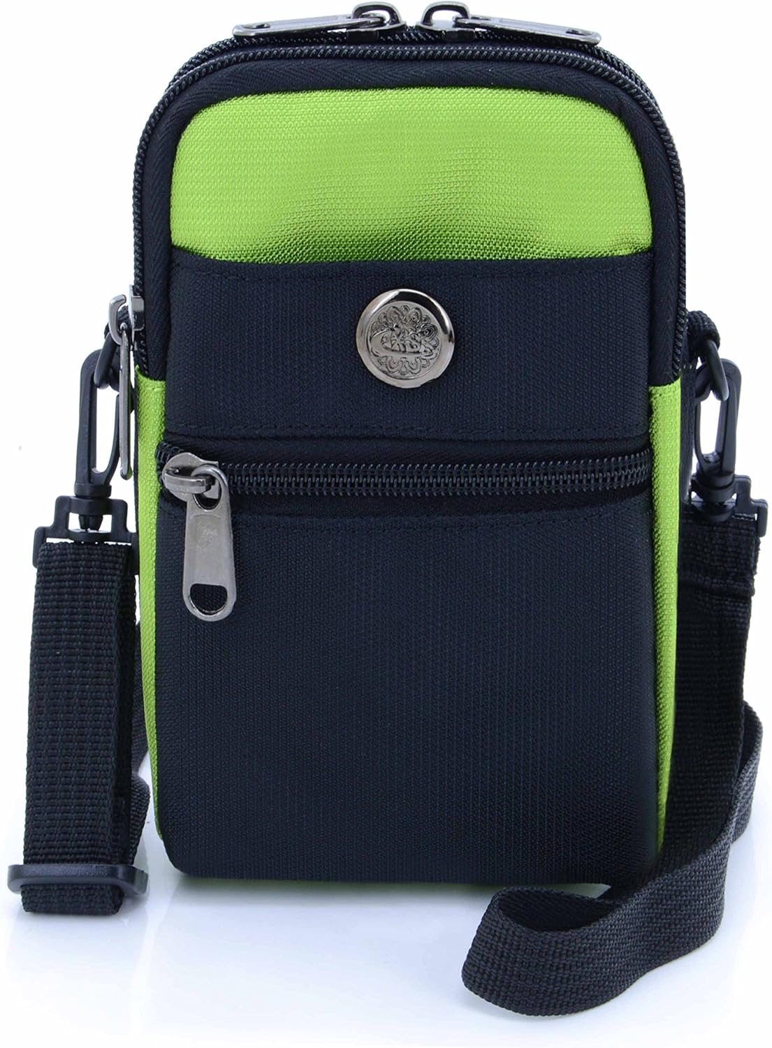 Casual Water Resistant Nylon Waist Bag Security Pack Crossbody Phone Pouch For 6 inch Cell Phones(Green)