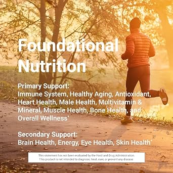 4Life - RiteStart Men - Mens Multivitamin Supplement with CoQ10, Mushroom Blend, Cellular Support Nutrients, Supports Immune Energy Wellness - 30 Packets