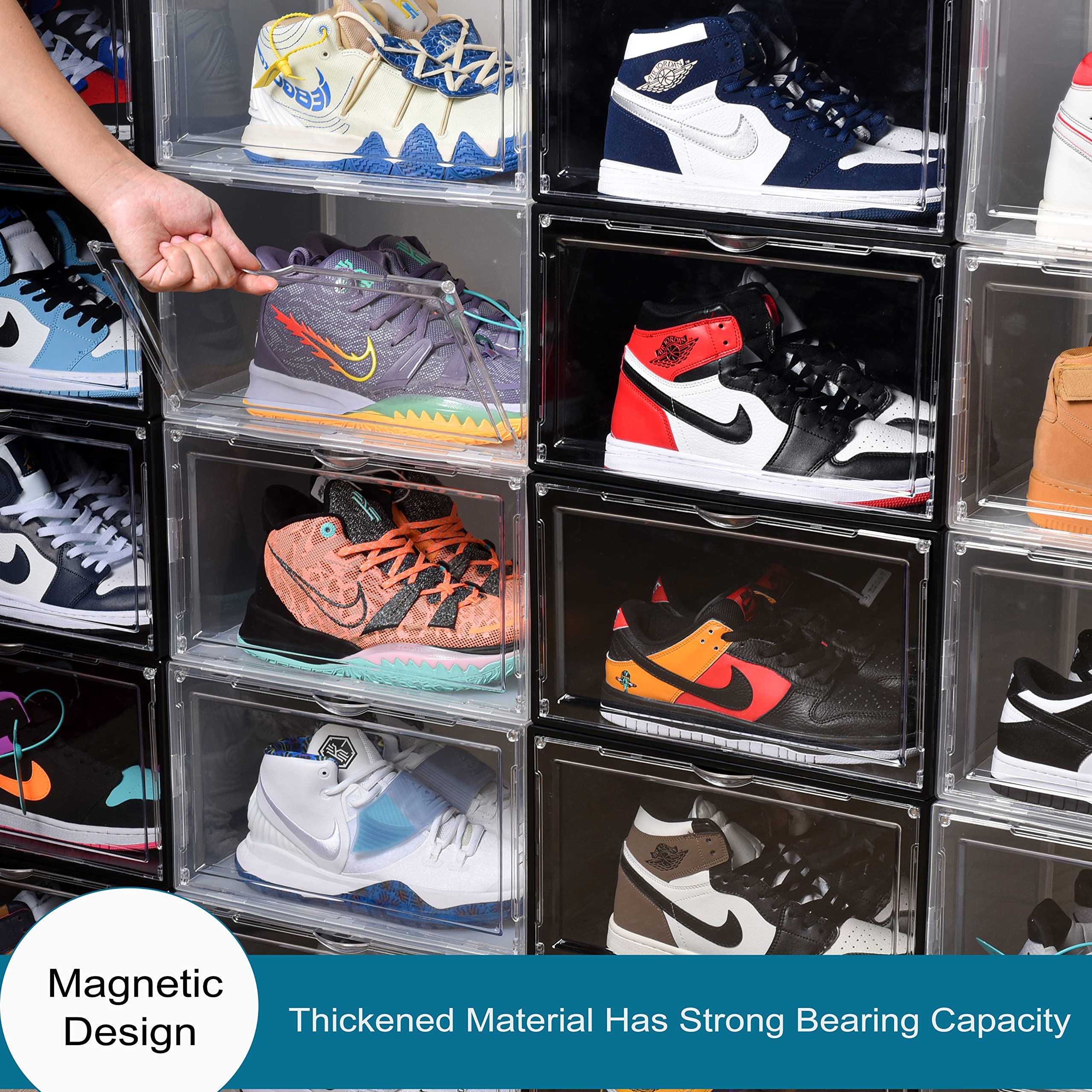 Drop Front Shoe Containers 12 Pack Shoe Storage Boxes - Clear Acrylic ...
