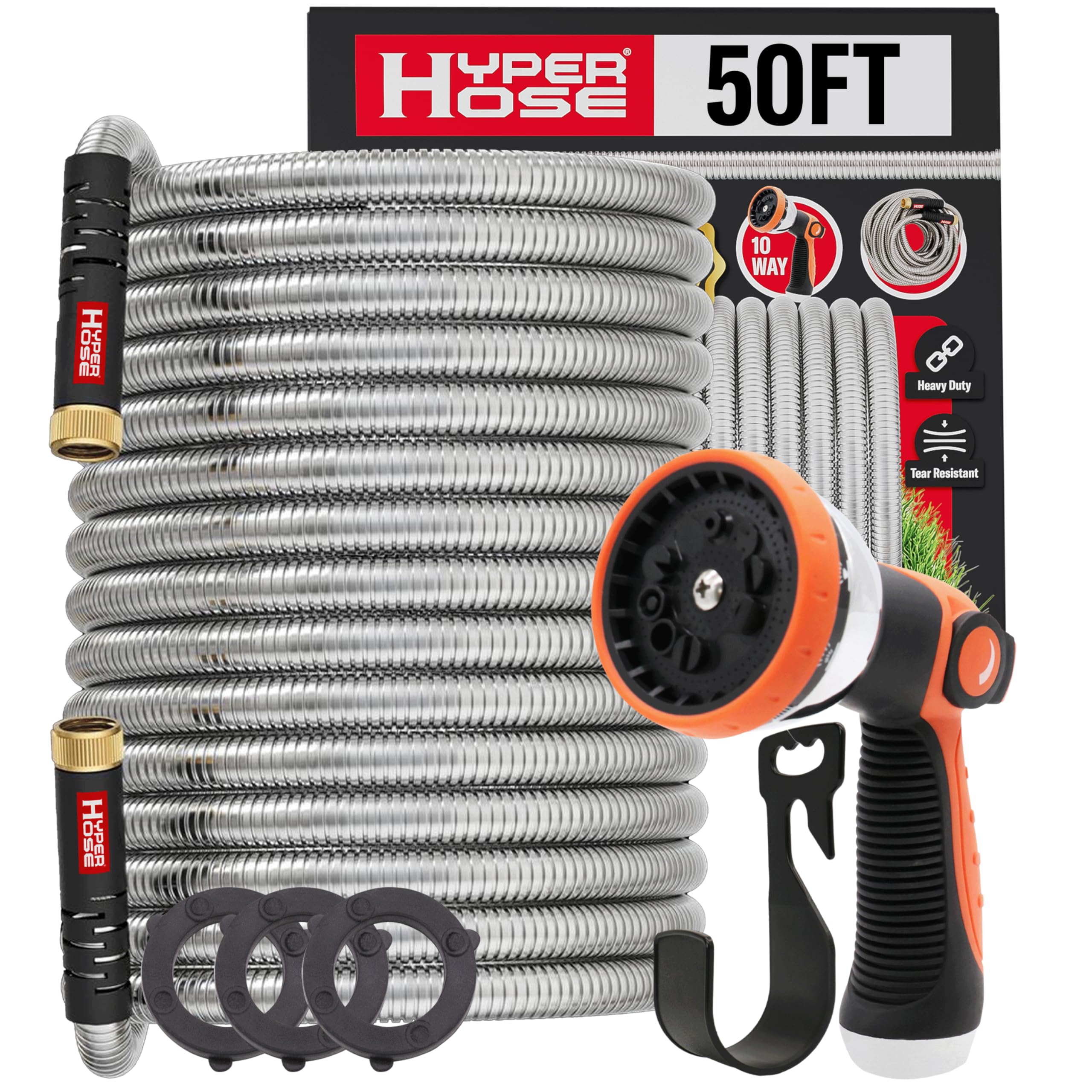 Hyper Hose 50 ft Metal Garden Hose Set