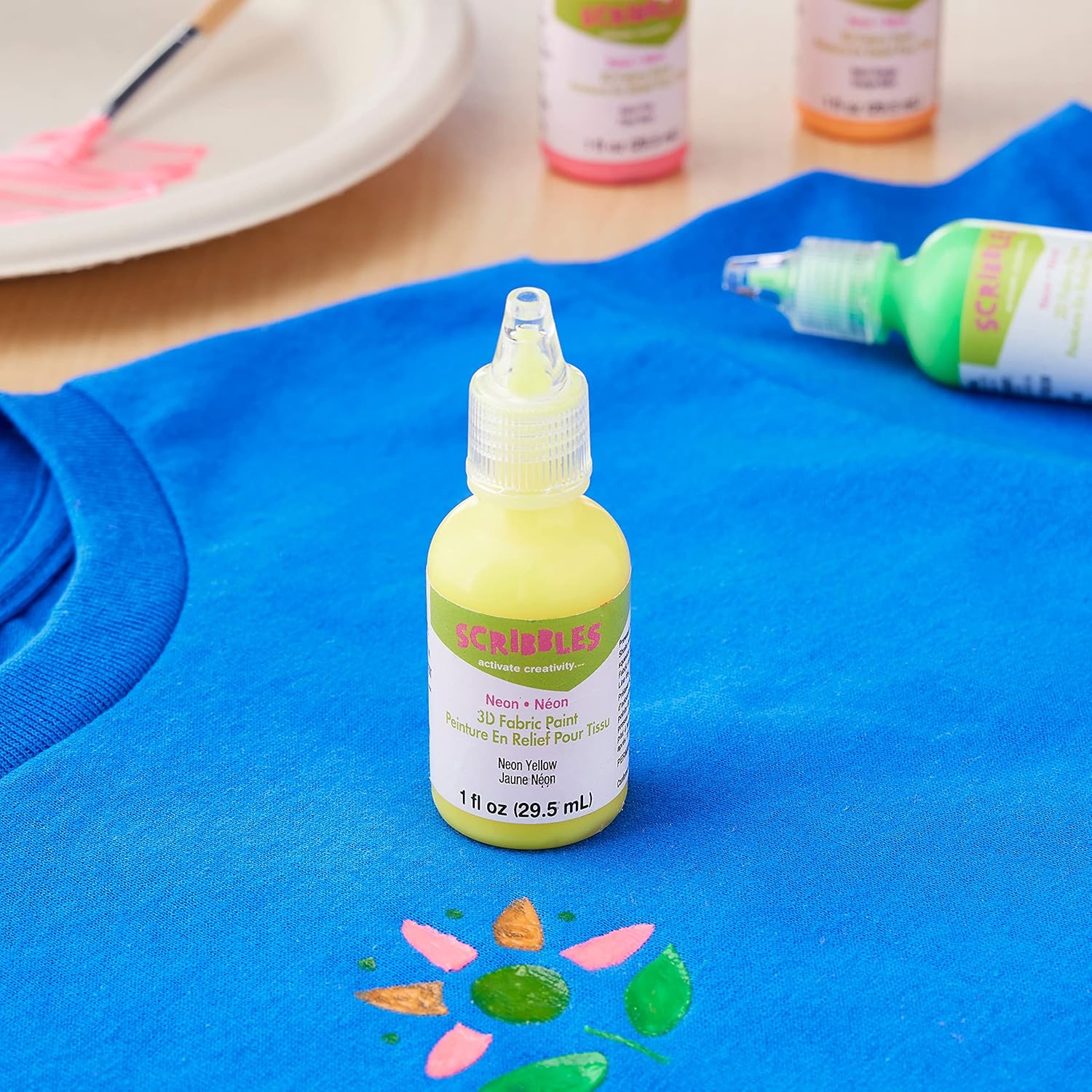 Scribbles Neon 3D Fabric Paint, 12 Pack