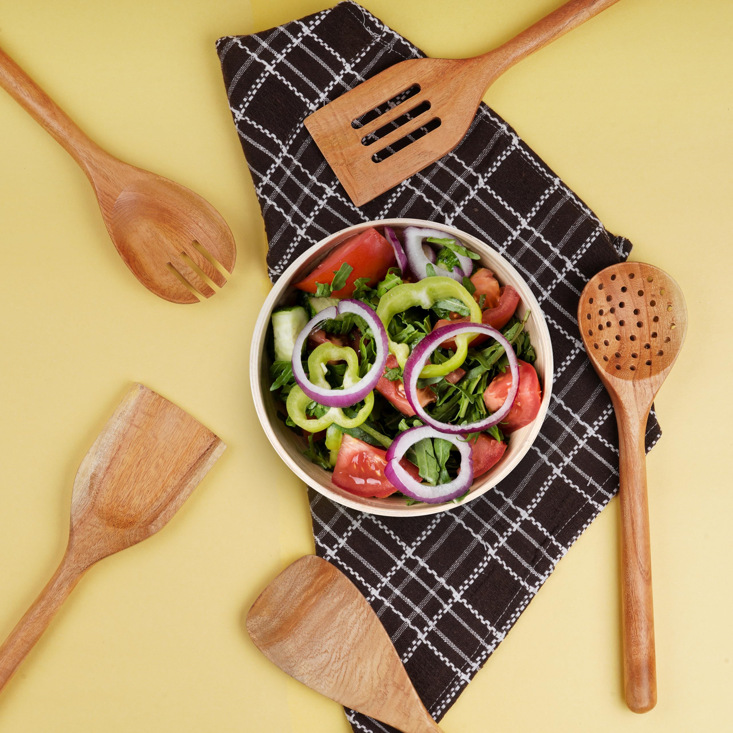 Image secondaire de Ajuny Ensemble de 6 Cuillères en Bois Antiadhésives pour Cuisine
