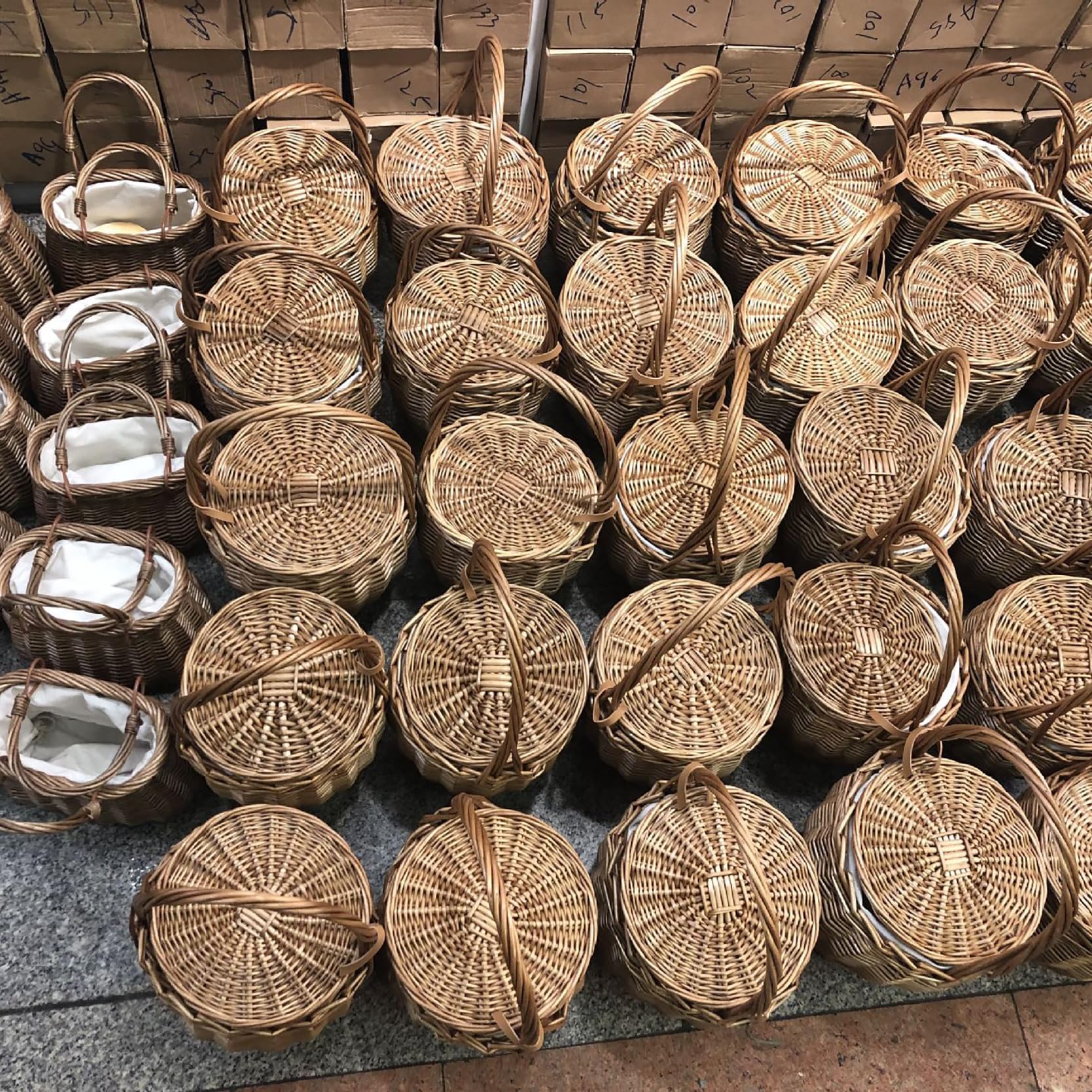 1 borsa in vimini di salice naturale con coperchio (20 x 34 cm), realizzata a mano, borsa a secchiello retrò con coperchio, cestino rotondo per fiori, fioriere sospese, borsa tote in rattan