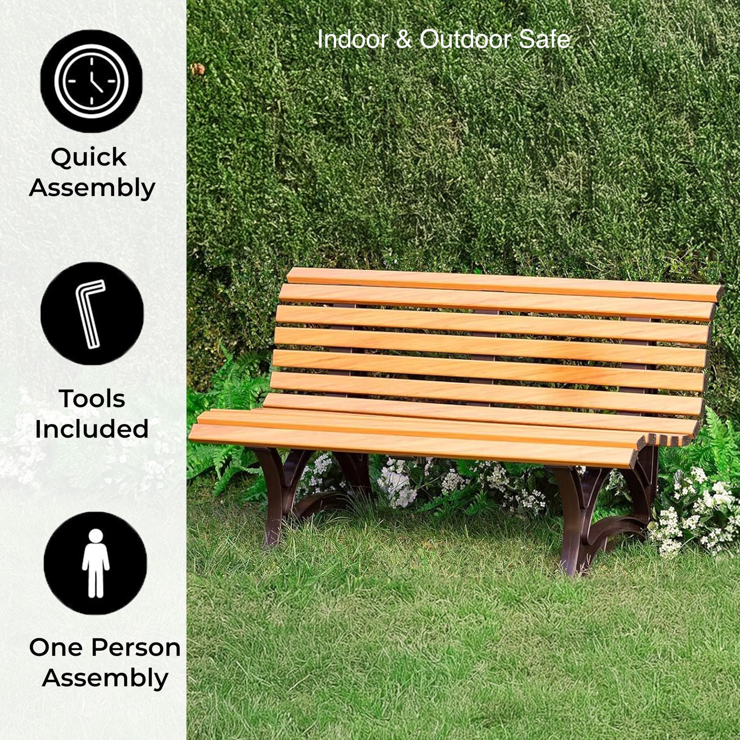 PlowHearth Plow & Hearth Weatherproof German PVC Outdoor Bench | 3-Seat | Holds — product photo