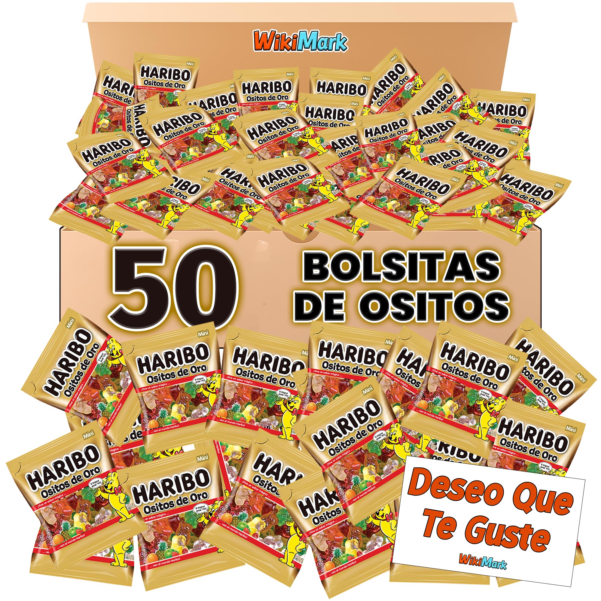 Haribo Ositos de Oro Mini Bolsitas 50 Lote Gominolas Regalo Cumpleaños Halloween Comuniones Navidad