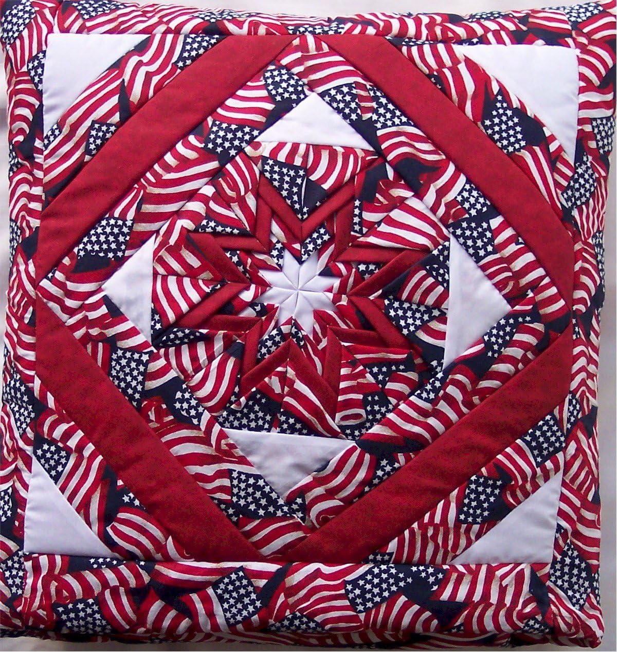 Folded Star Quillow (Pillow and Small Blanket Combo) Patriotic #6 Amish Handmade in USA