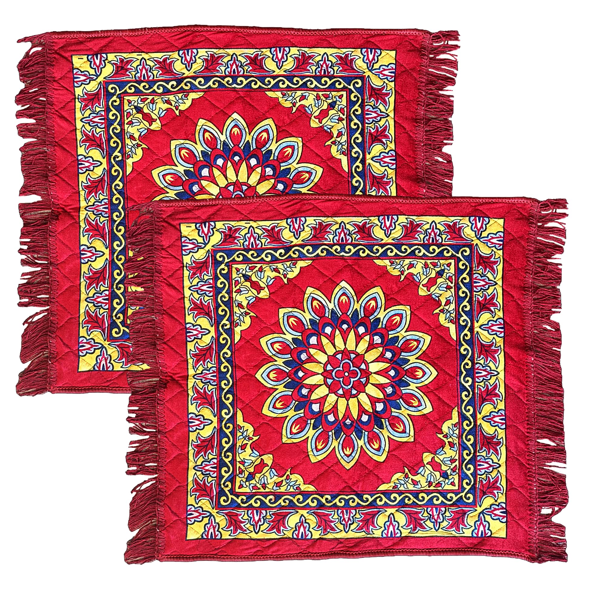VSTUCART Velvet Prayer Mat | Premium Velvet Aasan Mat for Meditation & Pooja | 24x24 Inches Soft and Comfortable Pooja Mat for Home Temple, Yoga, Meditation & Spiritual Practices (Maroon, Pack of 2)-image-9