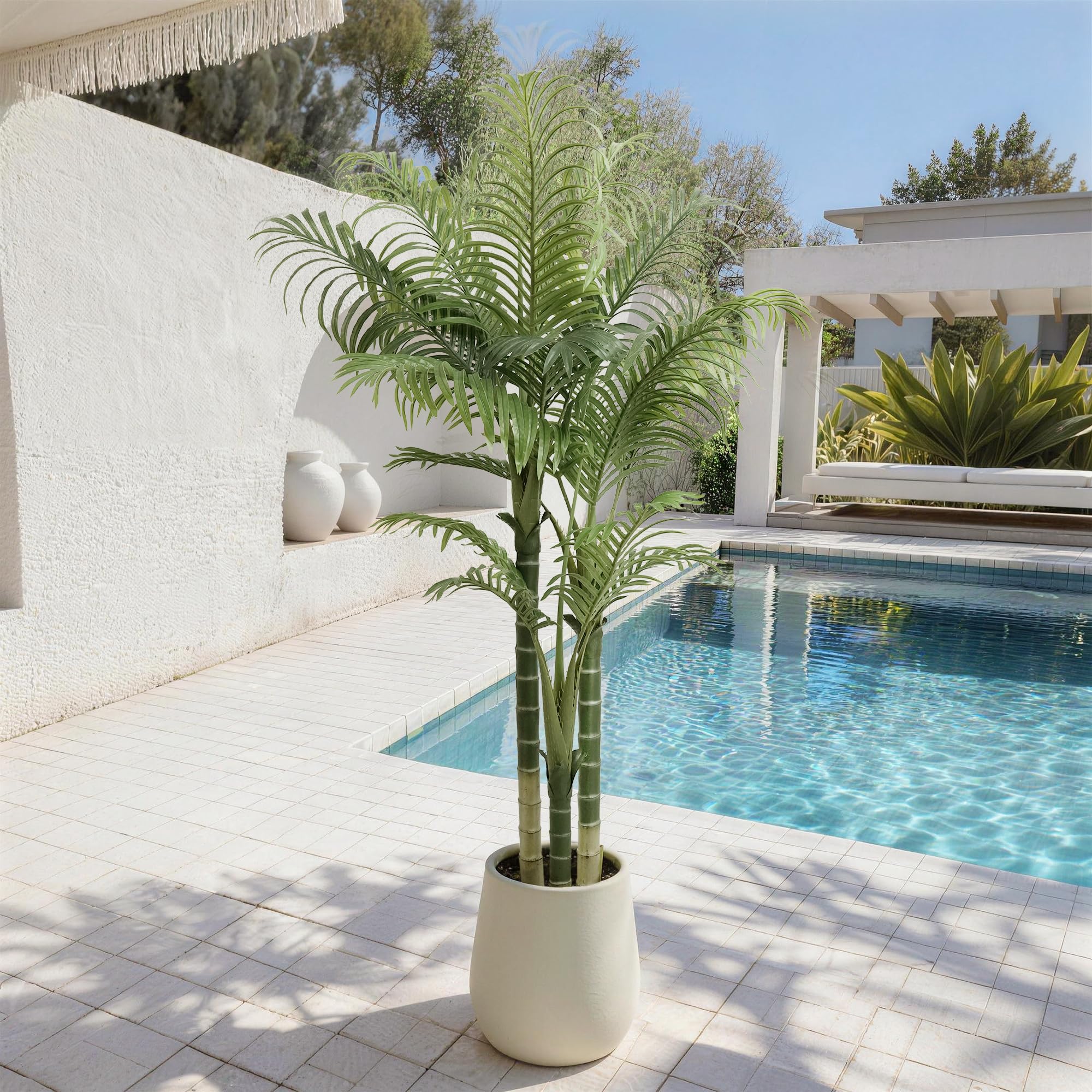 Künstliche Palme, Künstliche Pflanzen groß im Topf Plastik Palme Künstliche Palmen wie echt Fake Plants für Wohnzimmer Balkon Schlafzimmer Büro