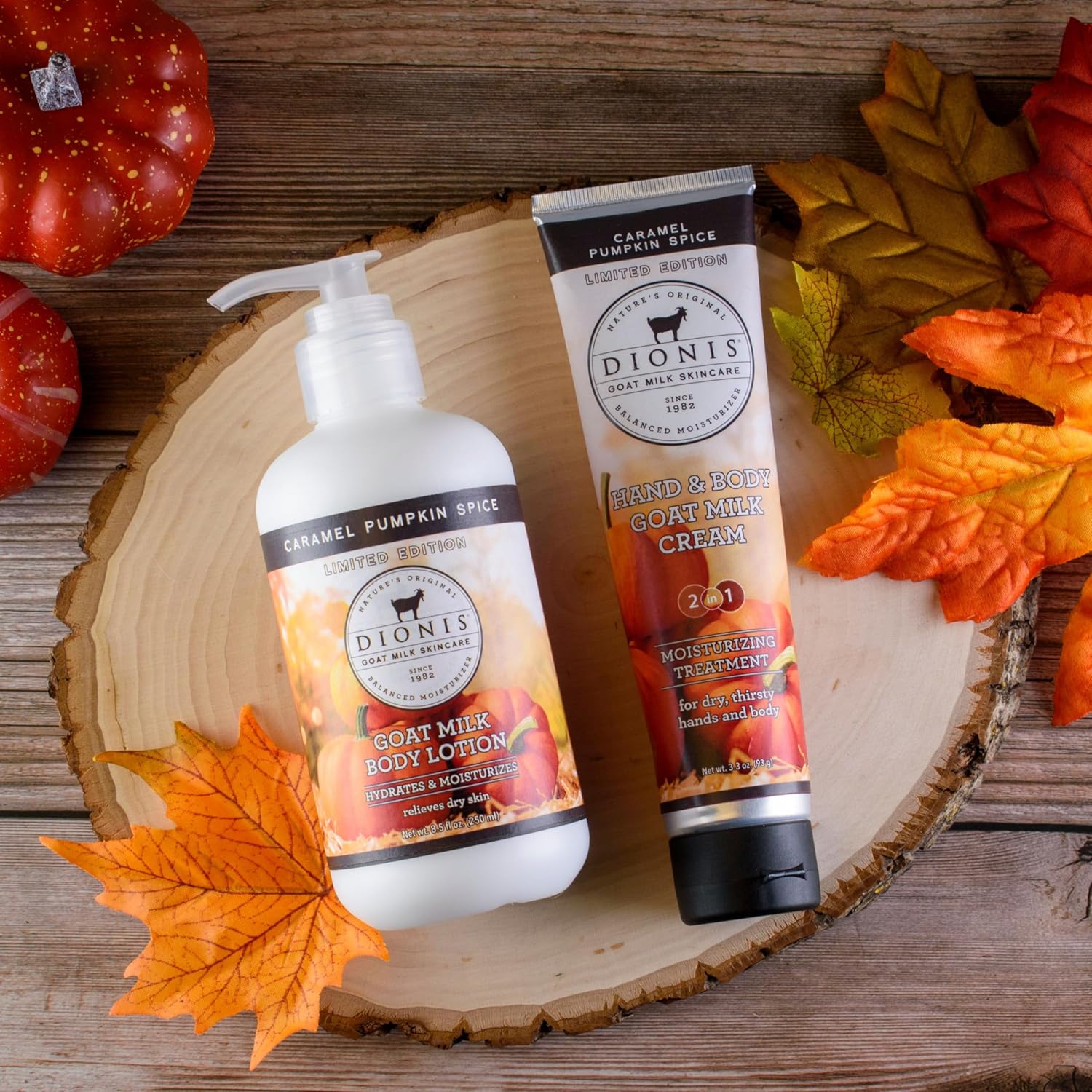 Dionis Goat Milk Caramel Pumpkin Spice Hand & Body Cream and Body Lotion Limited Edition Fall Bundle (Pack of 2) - Image 2
