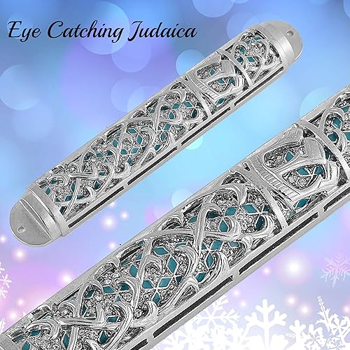 Miniatura 5 de Matashi Esmalte pintado a mano de 7 pulgadas Mezuzah adornado con espinilla hebrea y cristales decoración de pared para puerta del hogar, decoración