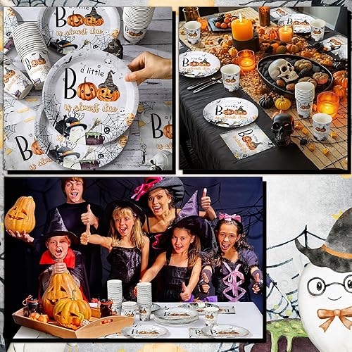 Vista 111 de Hushee Juego de 200 platos florales de papel para baby shower, servilletas, tazas, suministros de fiesta de baby shower, juego de vajilla desechable