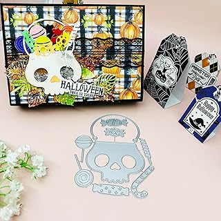 Alinacutle 1pc Halloween Skull Ghost Witch Poison Pot Candy Jar Metal Cutting Die Cut Dies for Handmade Card Making Scrapb...