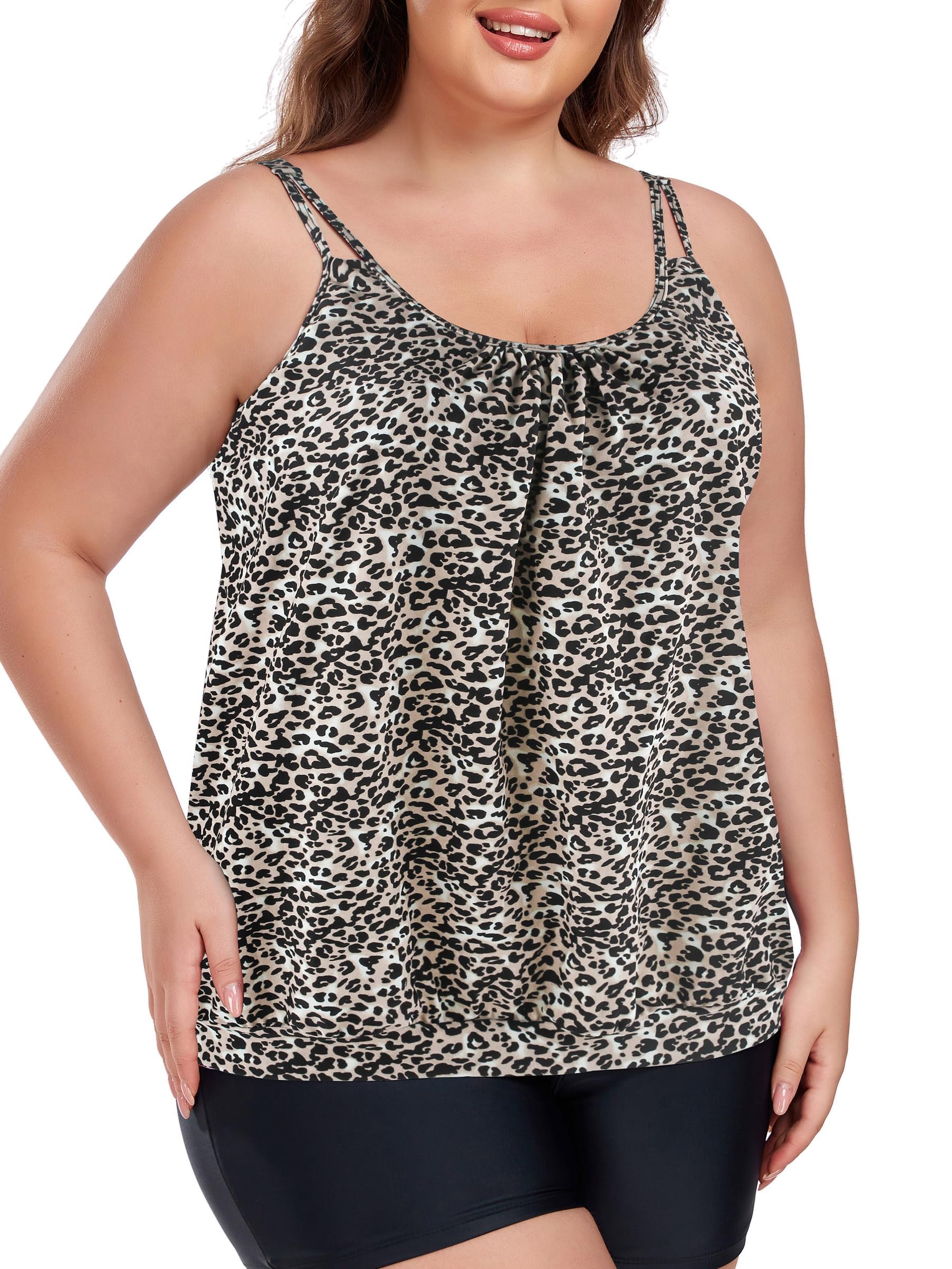 Ocean Blues Haut tankini grande taille pour femme - Coupe ample - Haut tankini