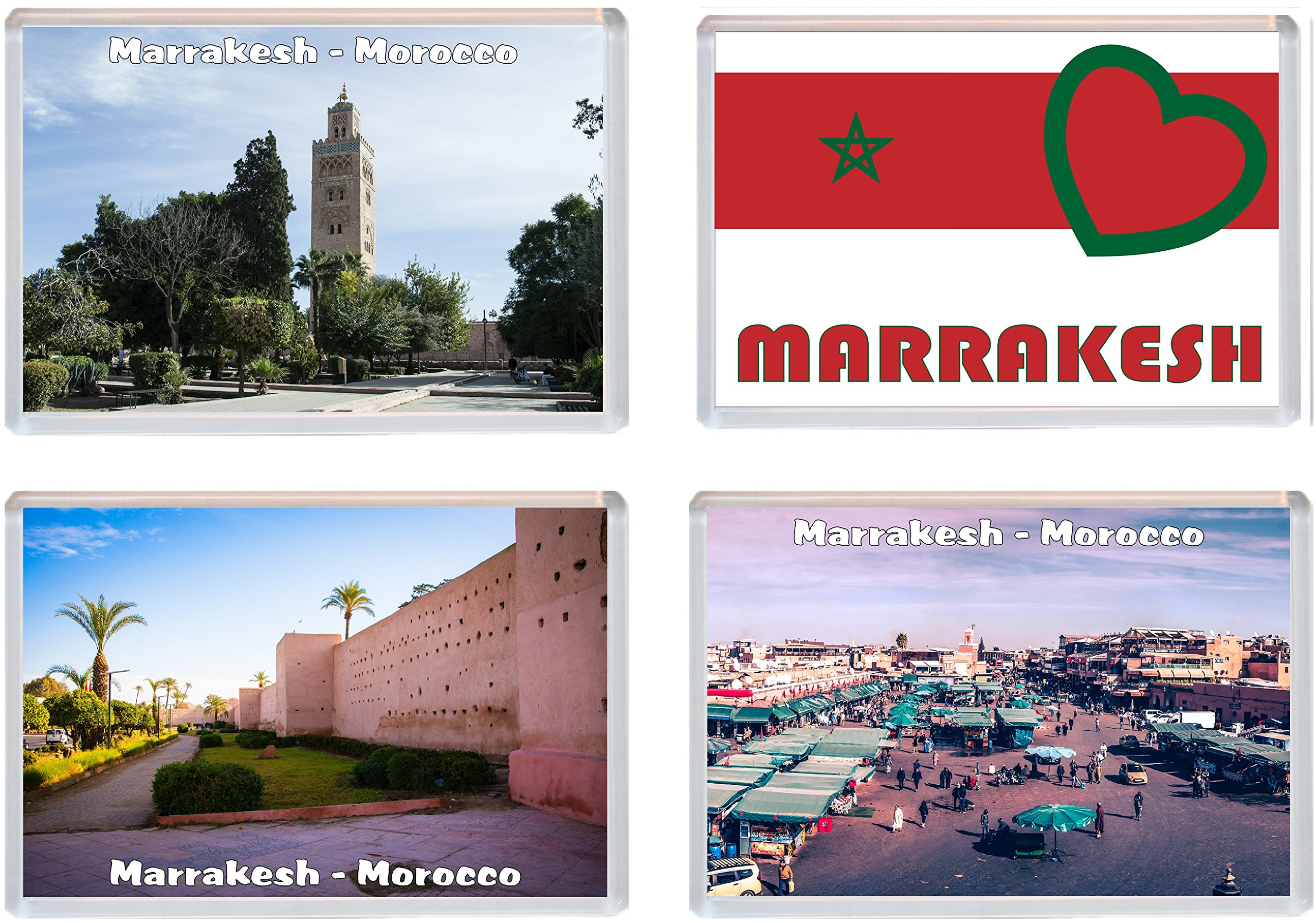 Marrakesh/Marrakech - Morocco - Africa - 4 PACK - Jumbo Fridge Magnet/Magnets