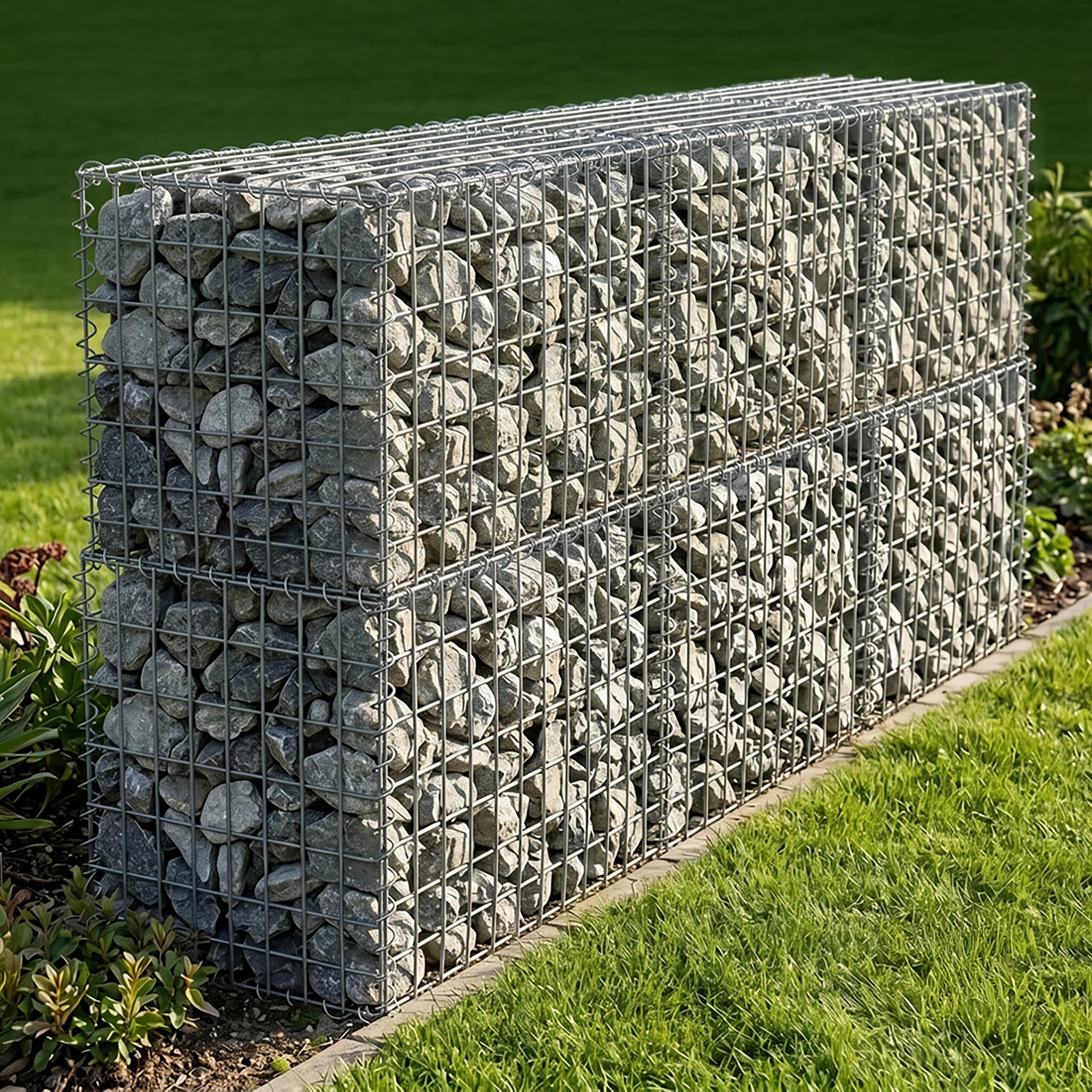 Relaxdays Gabion brise-vue jardin panier en pierre fil 4 mm argenté