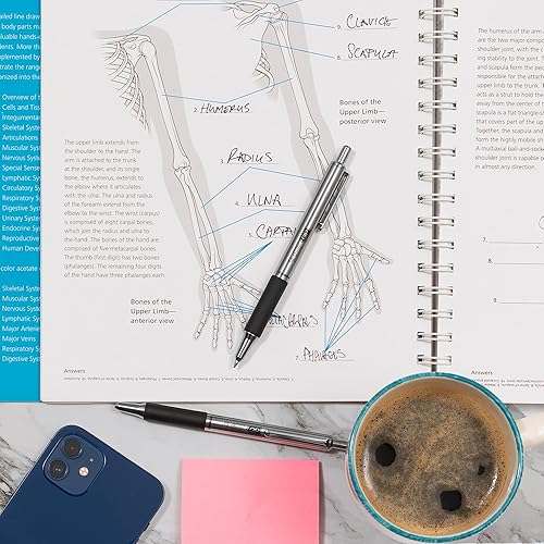 Miniatura 6 de G-402 Bolígrafo de gel retráctil, barril de acero inoxidable, punta fina, 0.020 in, tinta negra, paquete de 2