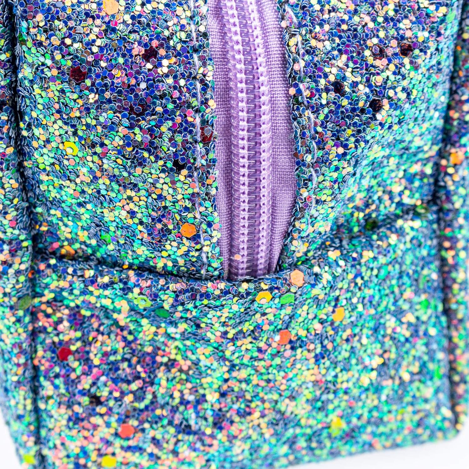 Purple Glitter Cosmetic Pouch,Small Zipper Makeup Bags,Travel Waterproof Toiletry Bag Organizer Shine Makeup Pouch Bag for Women Birthday Gift - Image 6