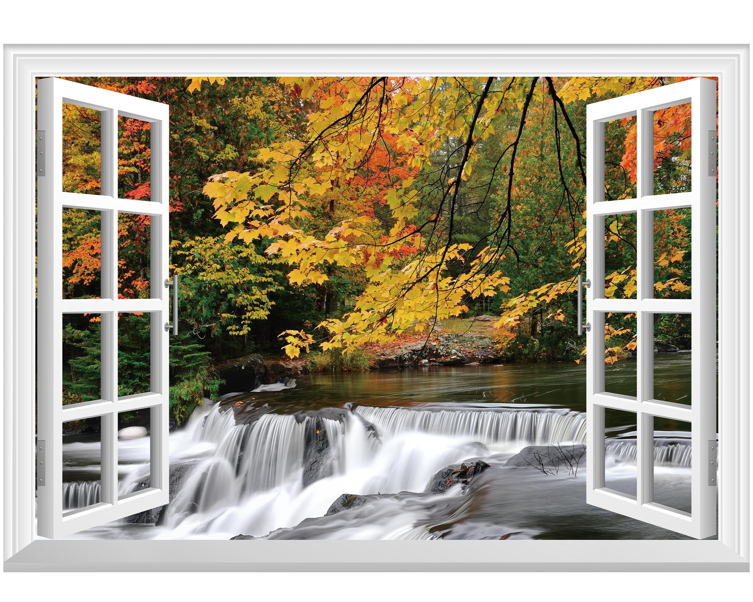 FLFK Fake Window Wall Sticker - Landscape Faux Window Wall Mural for Wall Decor, Stick and Peel Wall Decals,48"x32",Set of 2 Sheets — view 33
