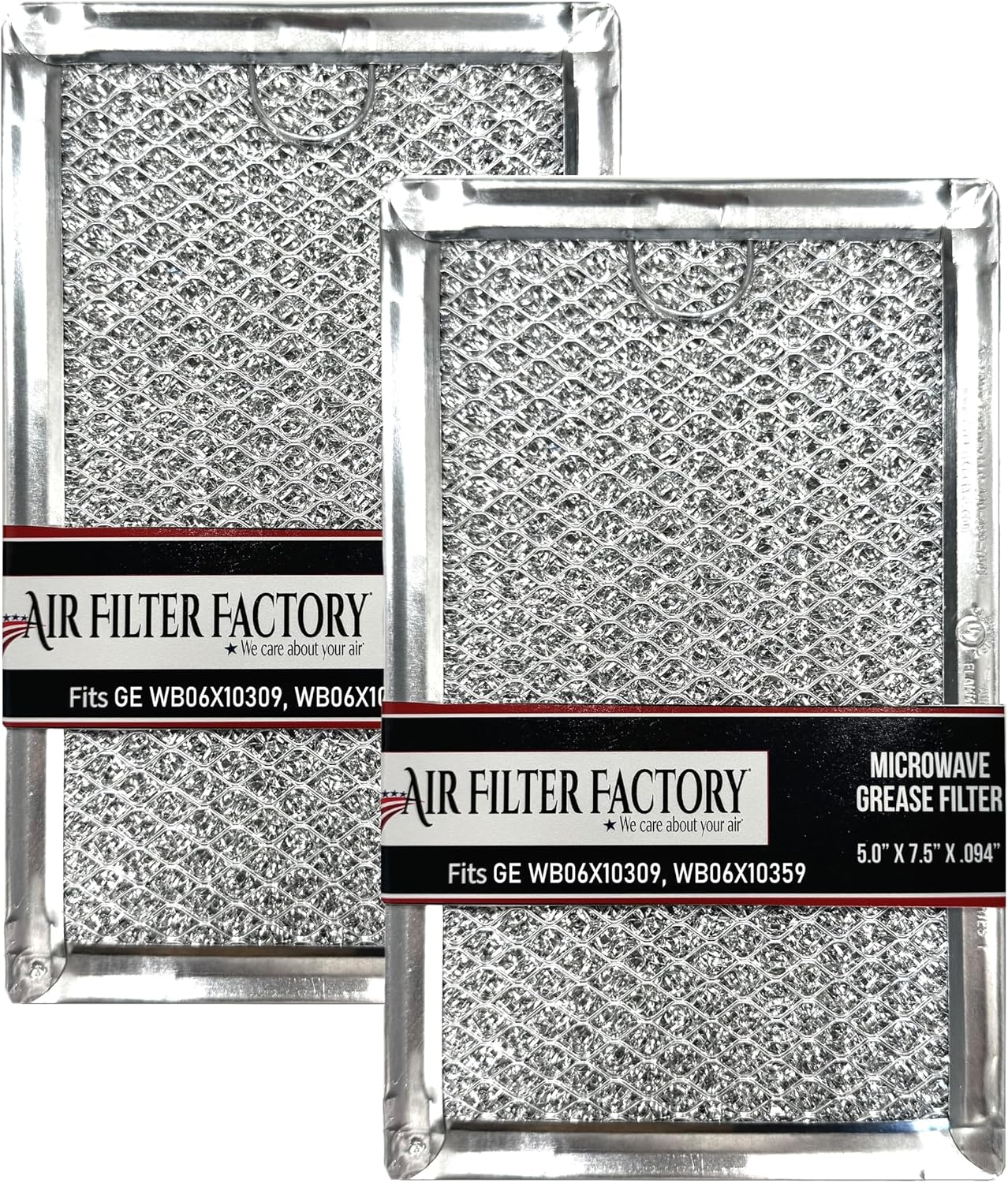 Air Filter Factory Microwave Grease Filter WB06X10309, WB06X10359 Replacement For GE Cafe Magic Chef 3511900200, 3511900800 12-Layer Aluminum Mesh Grease Filters 5" X 7.62" 2-Pack