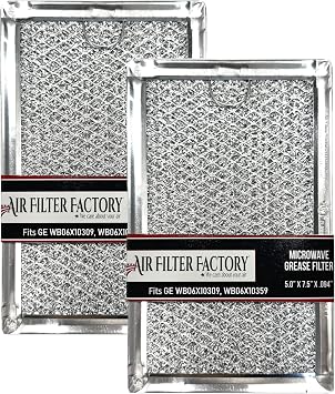 Air Filter Factory Microwave Grease Filter WB06X10309, WB06X10359 Replacement For GE Cafe Magic Chef 3511900200, 3511900800 12-Layer Aluminum Mesh Grease Filters 5" X 7.62" 2-Pack