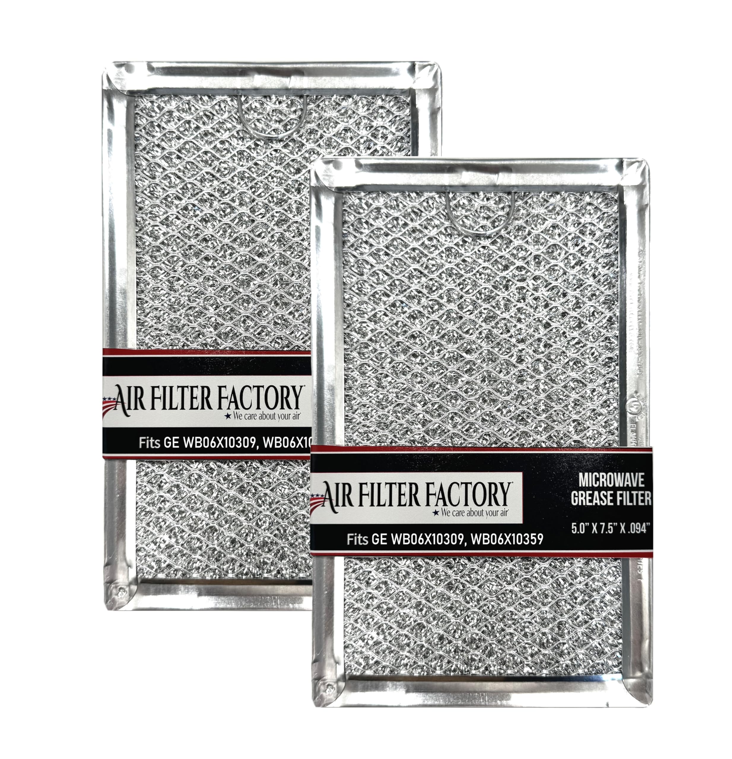 Air Filter Factory Microwave Grease Filter WB06X10309, WB06X10359 Replacement For GE Cafe Magic Chef 3511900200, 3511900800 12-Layer Aluminum Mesh Grease Filters 5" X 7.62" 2-Pack