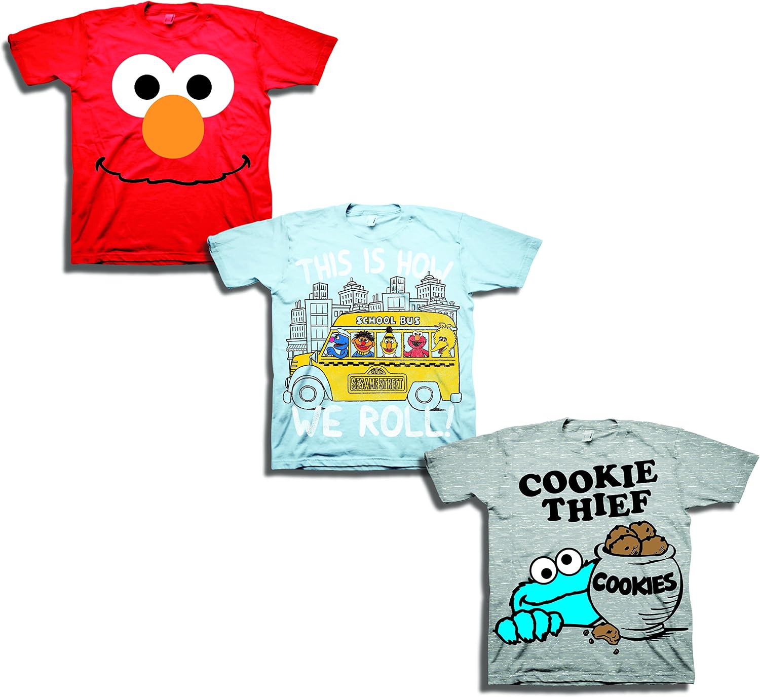 Sesame Street Boys' Toddler Boys' 3 Pack T-Shirt Bundle