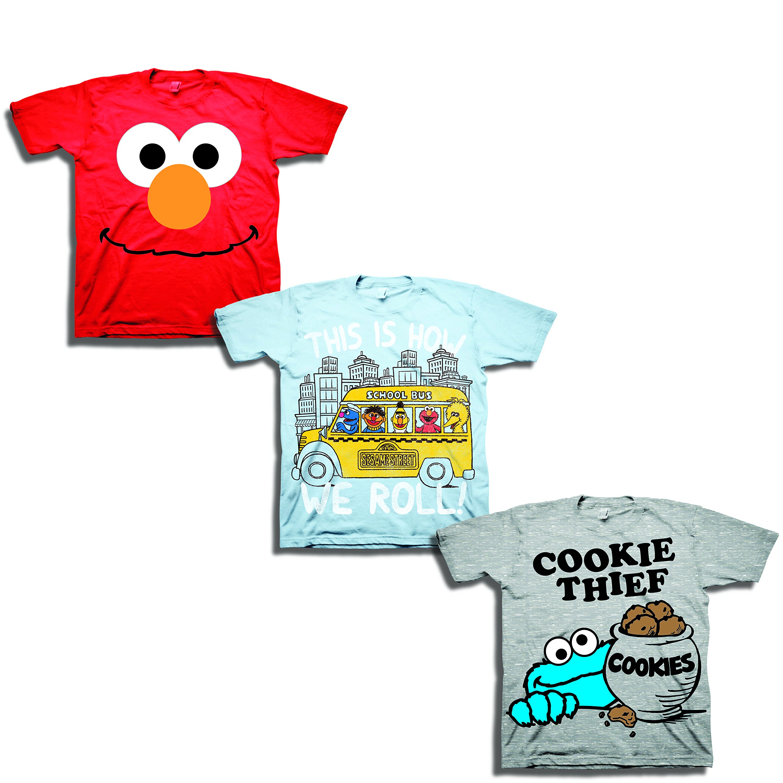 Sesame Street Boys' Toddler Boys' 3 Pack T-Shirt Bundle