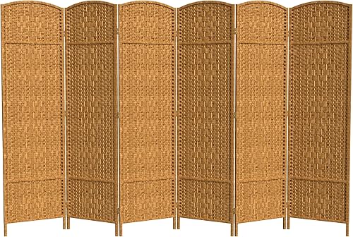 Miniatura 18 de Divisor de ambiente resistente de 6 pies, pantalla de privacidad plegable de fibra de ratán con patrón de diamante, Madera, Mocha oscuro Mocha