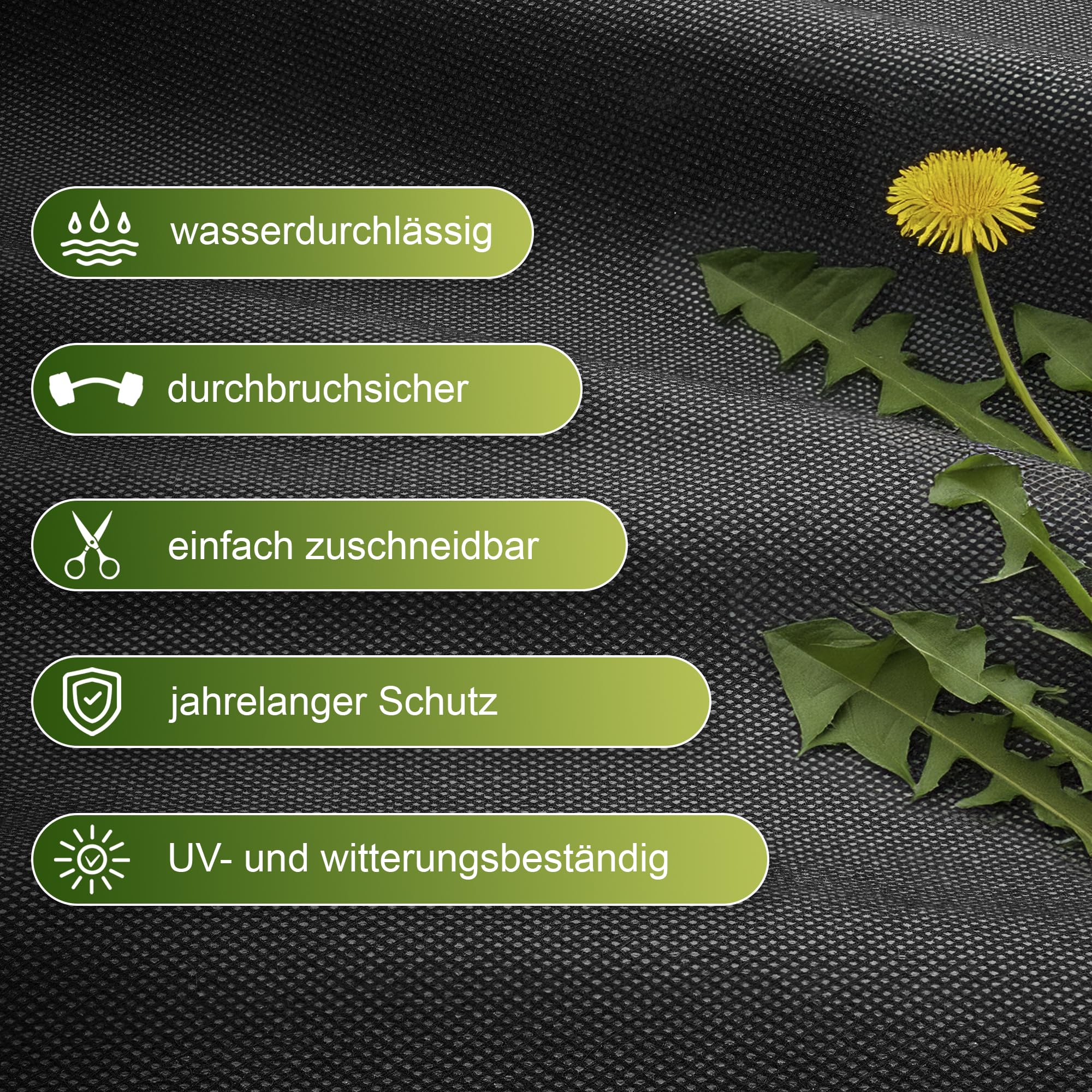 Unkrautvlies 50g/m2 wasserdurchlässig - 50x1m | Jahrelanger Unkrautschutz | reißfestes, UV & witterungsbeständiges Gartenvlies - Vlies Garten Unkrautfolie - Unterbodengewebe Unkrautflies