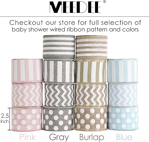 Miniatura 6 de MEEDEE Cinta de arpillera con lunares blancos de 2.5 pulgadas - Cinta de lino natural con alambre de borde para manualidades para baby shower,