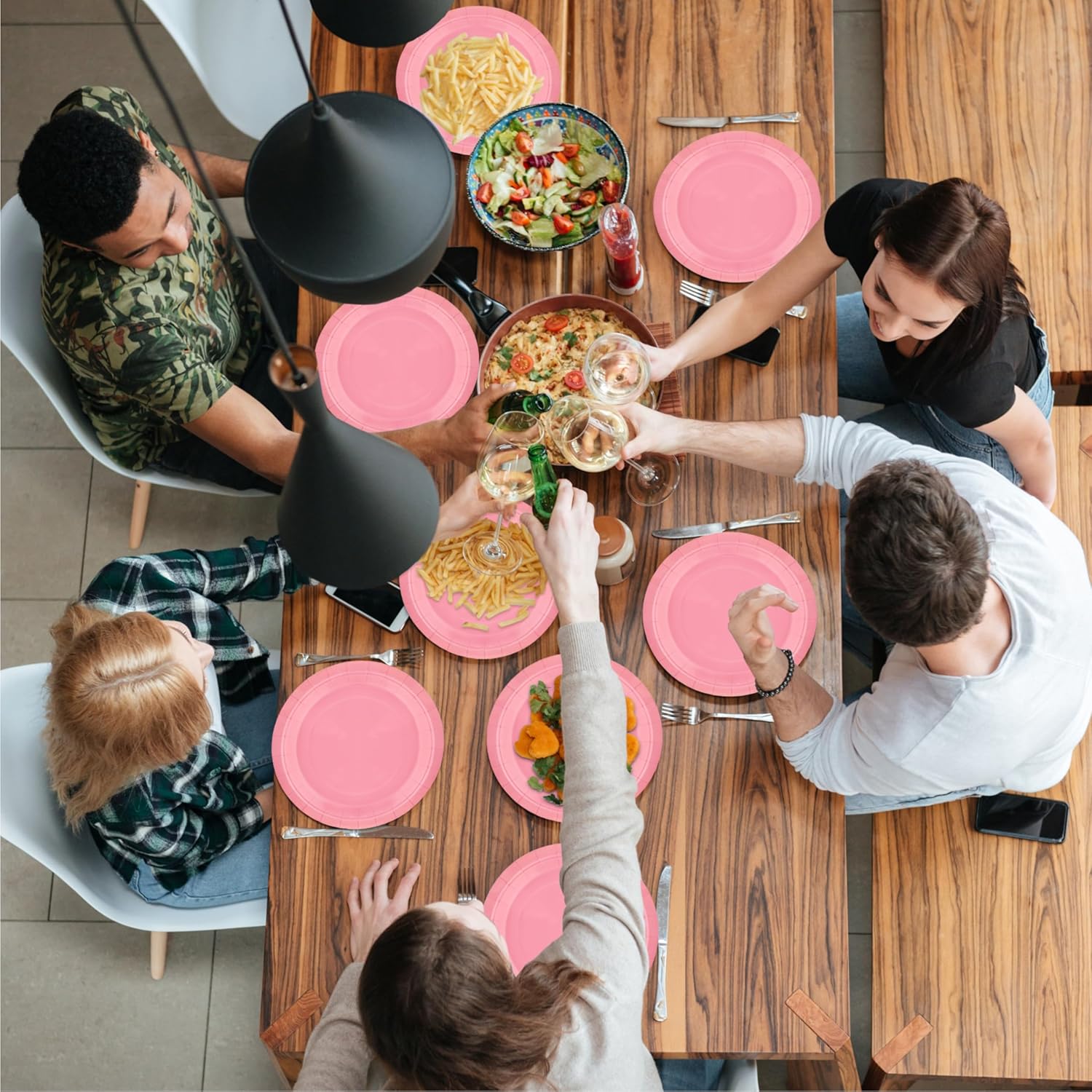 40Pcs Disposable Paper Plates Pink,Including 20pcs 9" and 20pcs 7" Plates,Strong and Sturdy Disposable Plates for Party, Dinner, Holiday, Picnic,Birthday Party, Dinner Table, Wedding - Image 4