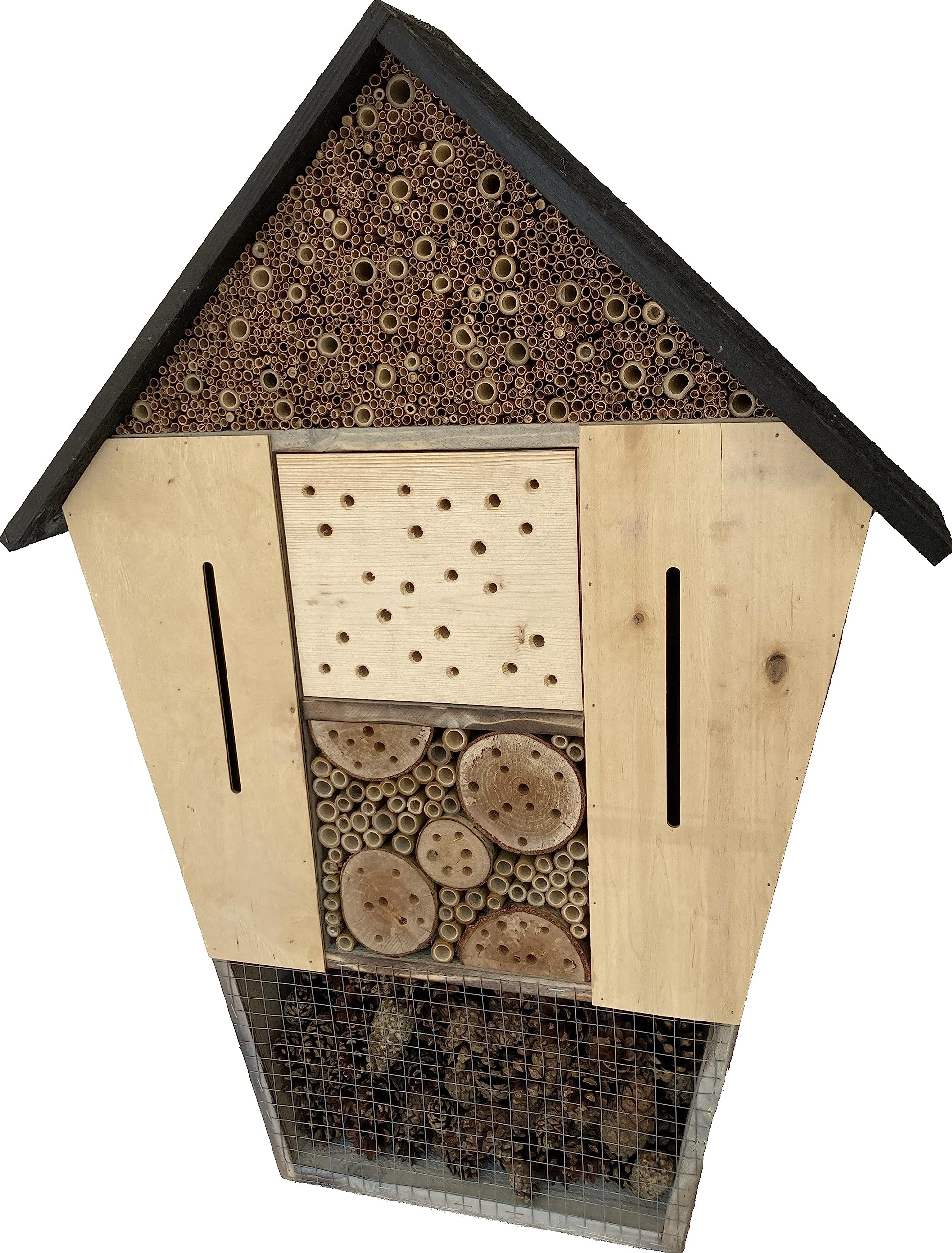 Insektenhotel für Nützlinge – 6 Fächer, Holz, 57 x 79 x 11,5 cm, für Bienen, Schmetterlinge und andere Insekten