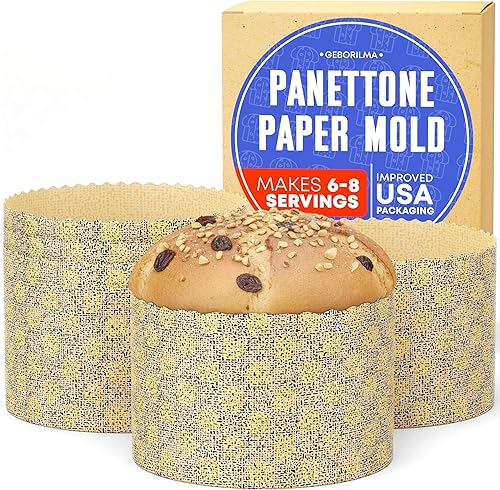 Miniatura 7 de Molde de papel para panettone premium mediano - 18 oz Molde desechable para panettone de 5 pulgadas 500 g - 12 unidades de formas para hornear paska