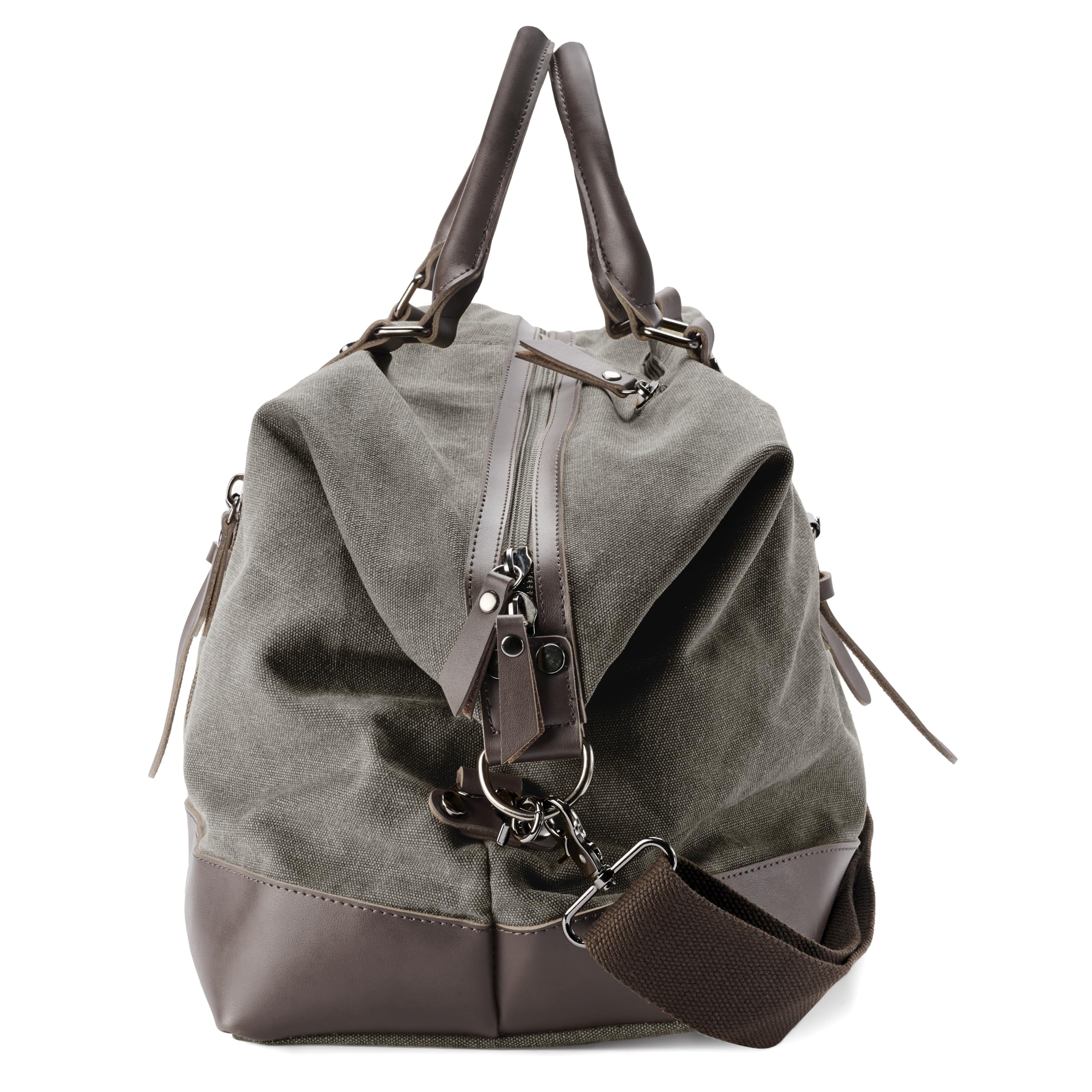 Trendhim Reisetasche Herren | 40L Duffel Bag aus Canvas & braunem Leder | Dänisches Design | Weekender Sporttasche für Reisen, Freizeit & Fitness