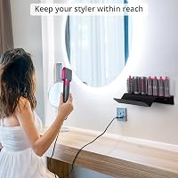 BootyBay Fali Hajszárító Tartó - Dyson Airwrap Kompatibilis, Fúrás Nélküli Rögzítés, Erős Öntapadós Koronggal, Nedvességálló, 39x17,5x7 cm 5
