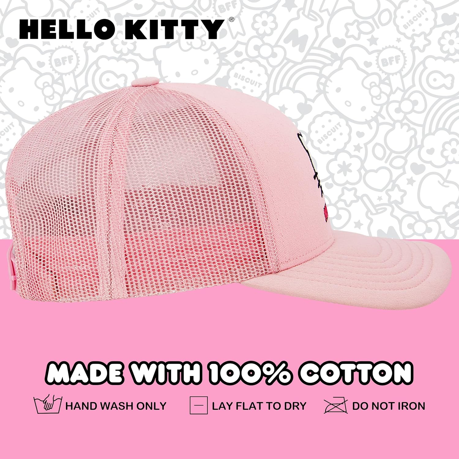 Hello Kitty Hat, Women's Adjustable Baseball Cap with Curved Brim - Image 6