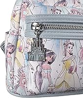 Vista 4 de Loungefly Disney Princesses Sketch Colores Pastel Estampado De Mujer Doble Correa Bolso De Hombro, Multi, Bolsillo