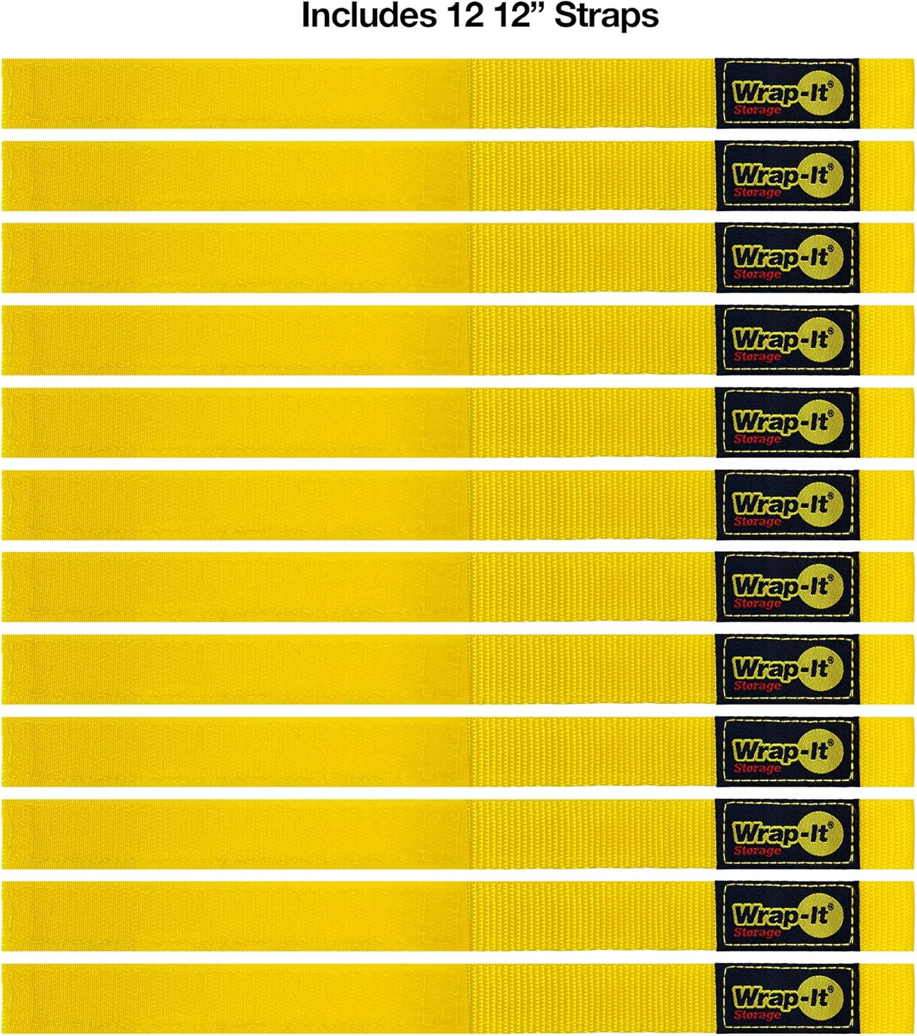 Wrap-It Storage Quick-Strap Cord Wraps, 12 inch (12 Pack) Yellow - Hook and Loop Strap, Extension Cord Holder for Boat Rope, Hose, and Cable Storage and Organization : Electronics