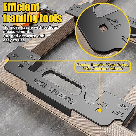 3 in 1 Metal Framing Tools,16 Inch on Center Framing Layout Tool,Cast Aluminum Framing Spacing Tool,Measurement Framing Jig for Walls,Roofs,Floors or Ladders