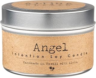 Angel Soy Intention Candle 4oz Travel Tin Gardenia Angel Oil Fresh Water Pearl Quartz Crystal Gemstones Aloha Elixir Made in Hawaii